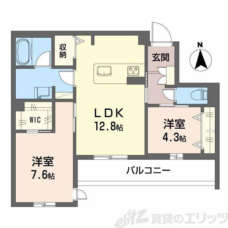 ソムニウム ドムス 南茨木(2LDK/3階)の間取り写真
