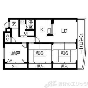 カルム千里山土井(2SLDK/2階)の間取り写真