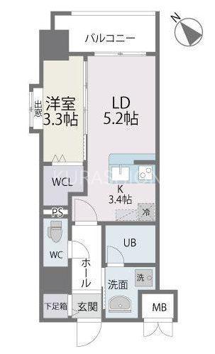 サニークレスト須崎町(1LDK/3階)の間取り写真