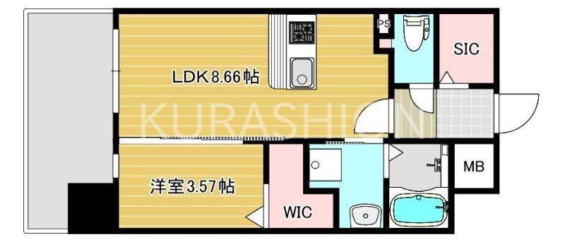 リファレンス六本松(1LDK/9階)の間取り写真