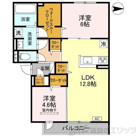 シエル・クレール(2LDK/2階)の間取り写真