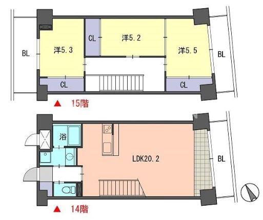 レジデンス住吉(3LDK/14階)の間取り写真