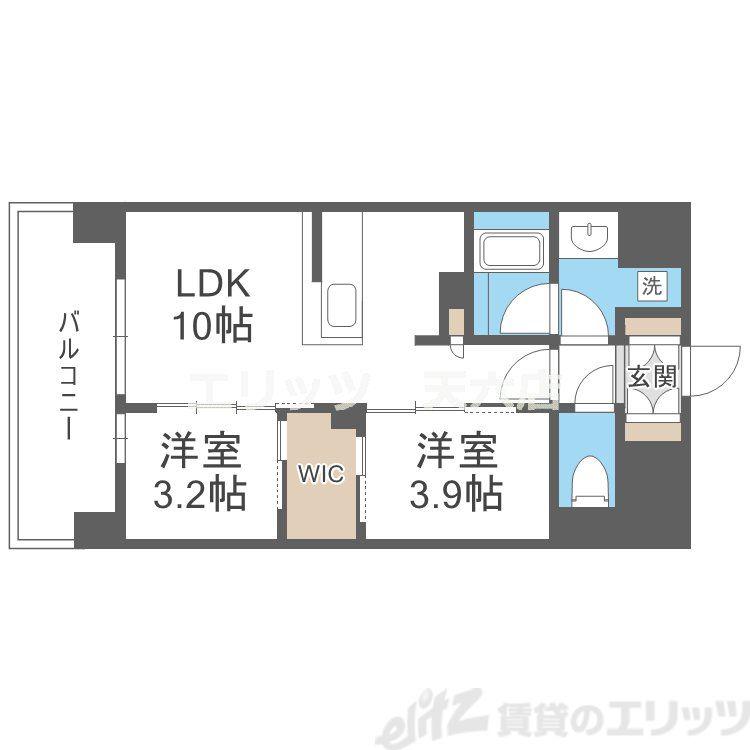 ソルレヴェンテ新梅田(2LDK/3階)の間取り写真