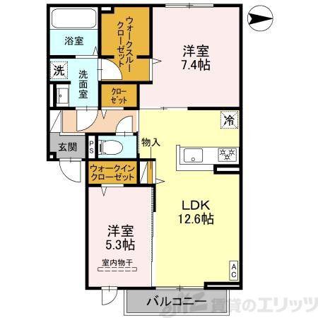 シエル・クレール(2LDK/2階)の間取り写真