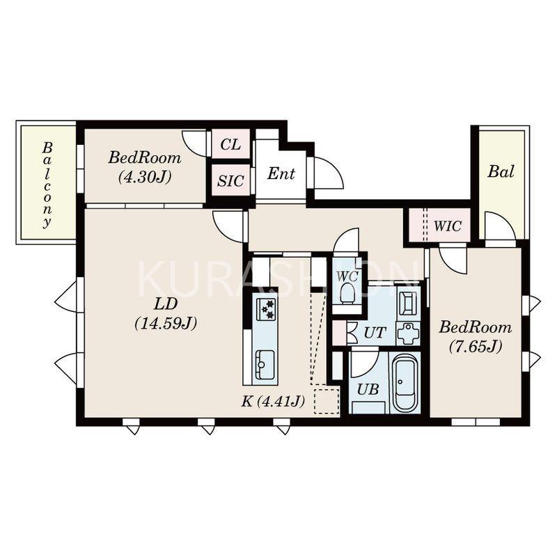 S-RESIDENCE平尾ウエスト(2LDK/3階)の間取り写真