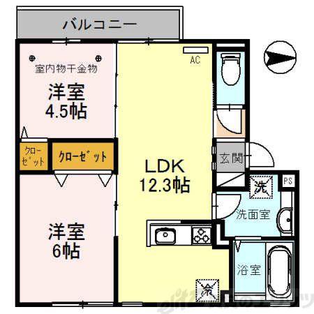 FLAIR桑田(2LDK/2階)の間取り写真