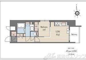 S-RESIDENCE天満橋AR(1LDK/4階)の間取り写真