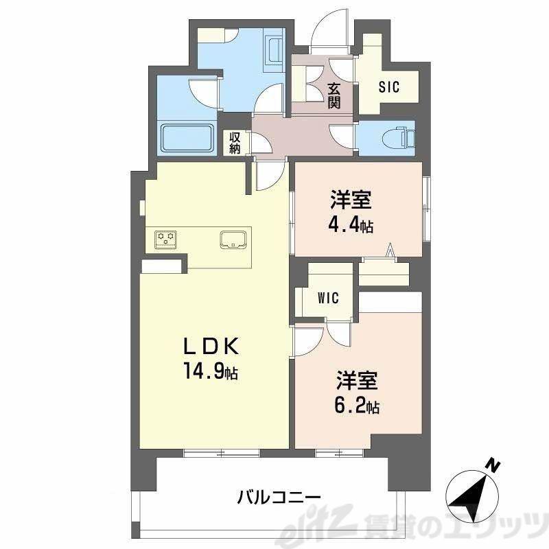 リビエナ グラン 新梅田(2LDK/6階)の間取り写真