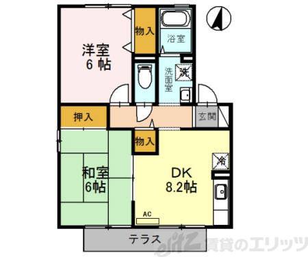 グランメール(2DK/1階)の間取り写真