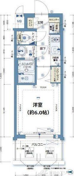 グランカリテ北梅田(1K/5階)の間取り写真