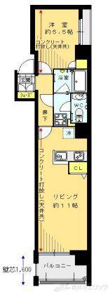 リッツスクエア キューブ(1LDK/5階)の間取り写真