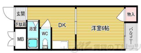 ハイツ長井(1DK/3階)の間取り写真