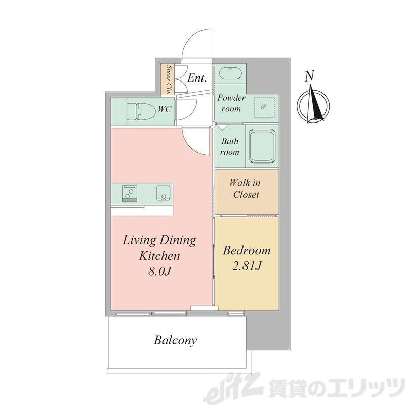 LIVECASA天満橋(1LDK/4階)の間取り写真