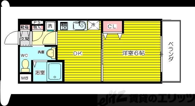 ドライバウム江坂(1K/5階)の間取り写真