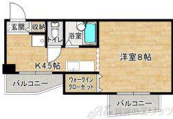 レジデンスヤマキ(1K/4階)の間取り写真