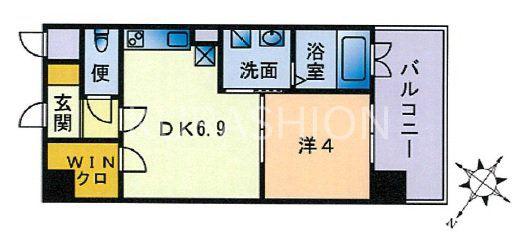 カーサ エンペサール(1DK/9階)の間取り写真