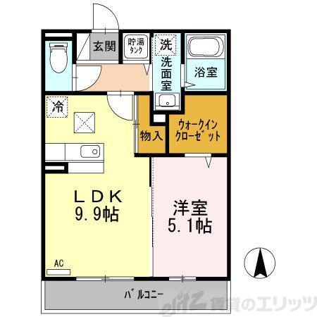 エクセルコートN(1LDK/1階)の間取り写真