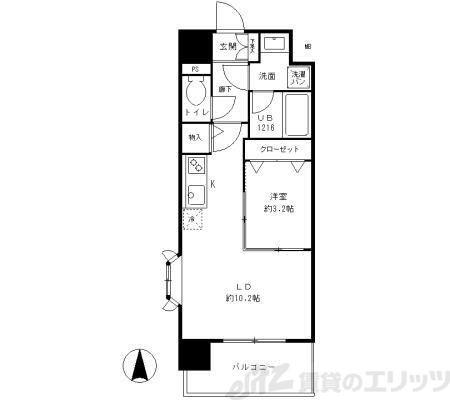 パークレジデンス江坂(1LDK/12階)の間取り写真