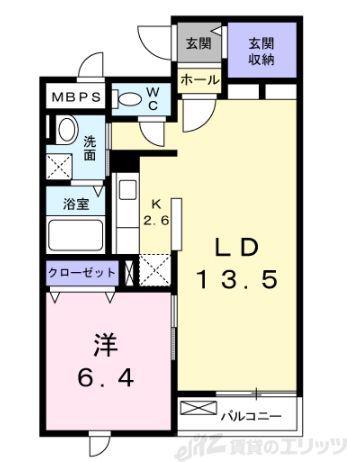 ミレ オレイユ ベル(1LDK/2階)の間取り写真
