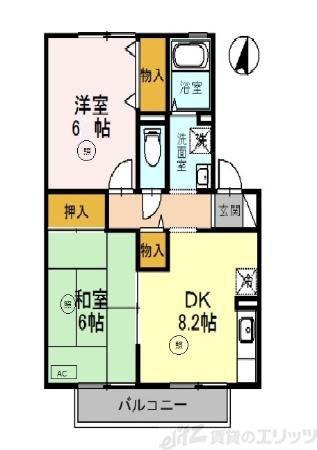 グランメール(2DK/2階)の間取り写真