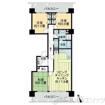 イトーピア千里万博公園(3LDK/5階)の間取り写真