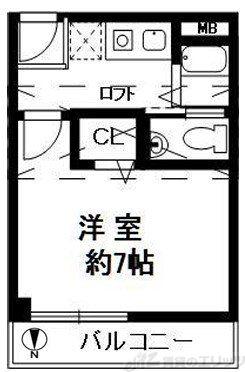 プチパレ天神(1K/2階)の間取り写真
