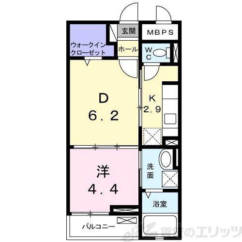 グランシャリオⅡ(1DK/2階)の間取り写真