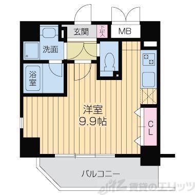 クレグラン北梅田(ワンルーム/5階)の間取り写真