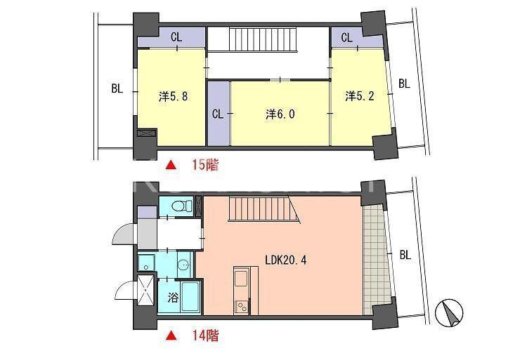 レジデンス住吉(3LDK/14階)の間取り写真