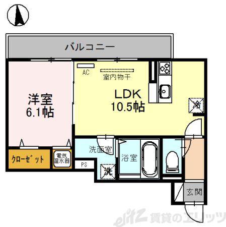 アダージョ富田(1LDK/3階)の間取り写真