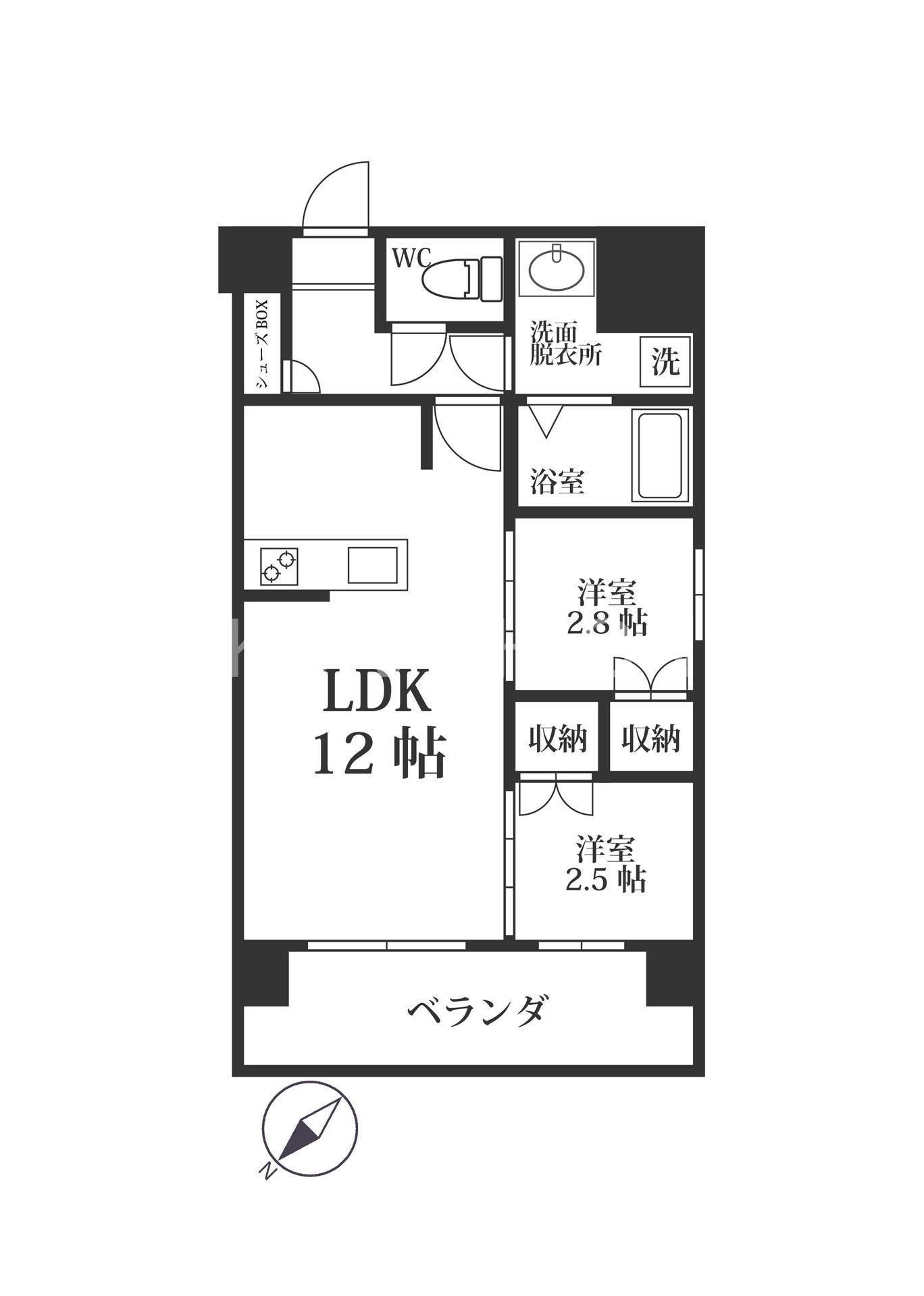 MODERNPALAZZO六本松STATION(2LDK/8階)の間取り写真