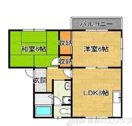 タウニー阪井(2DK/2階)の間取り写真