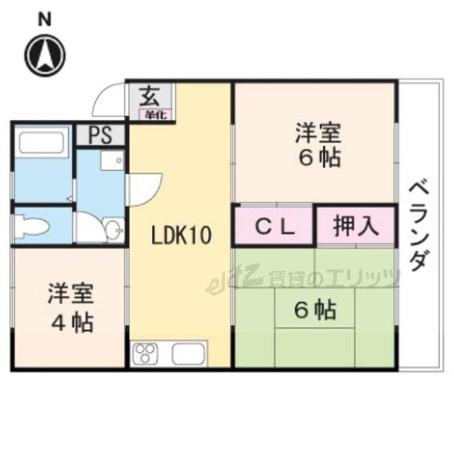 清水マンション(3DK/1階)の間取り写真