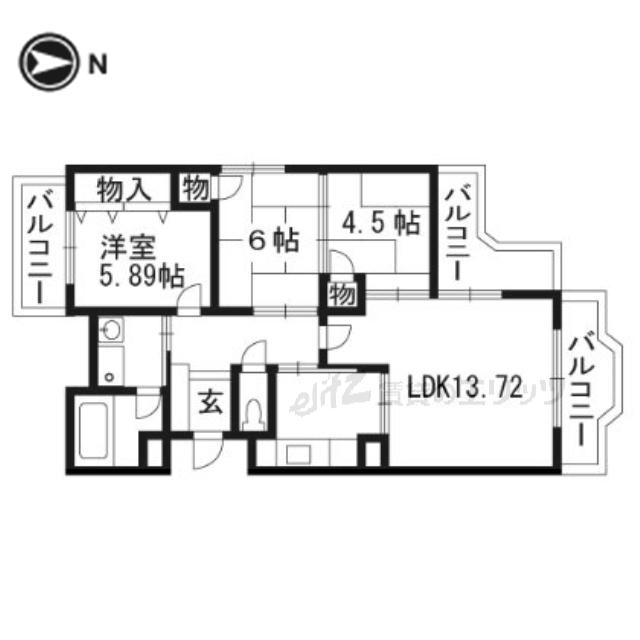ツイン88 N棟(3LDK/2階)の間取り写真