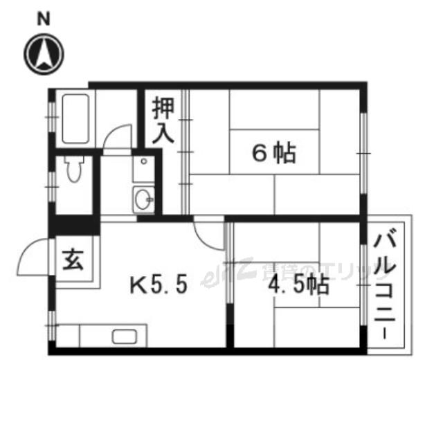 パナハイツ古曽部(2DK/2階)の間取り写真