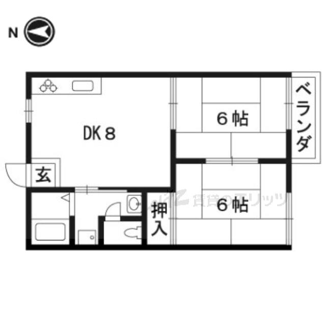 宮之川原サンハイツ(2LDK/2階)の間取り写真