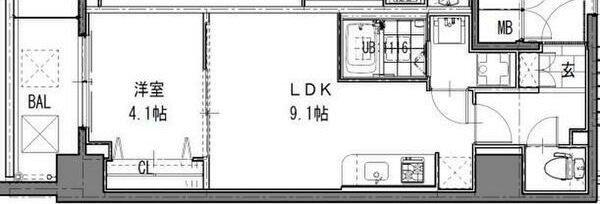 S-RESIDENCE江坂EMINENCE(1LDK/2階)の間取り写真