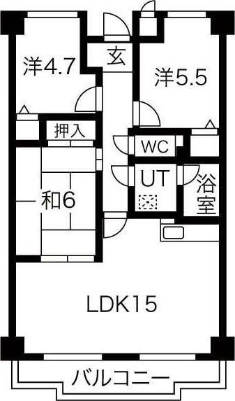 リヴェール緑地(3LDK/2階)の間取り写真