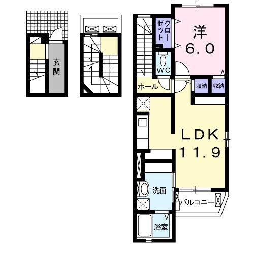 パーチェ ブレッザ(1LDK/3階)の間取り写真