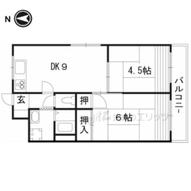 オークマンション(2LDK/2階)の間取り写真