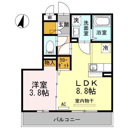 ヴィラコンフォート箕面(1LDK/2階)の間取り写真