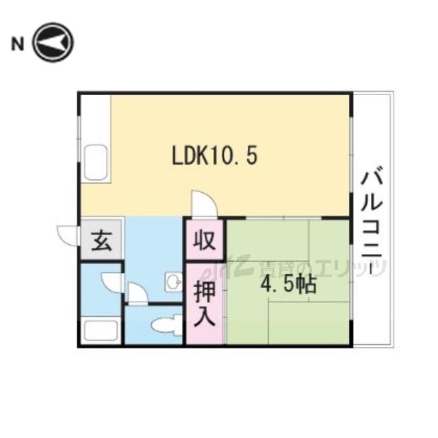 名神ハイツA棟(1LDK/1階)の間取り写真