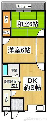 北野ハイツ(2DK/3階)の間取り写真