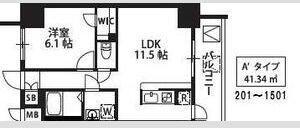 S-RESIDENCE新大阪駅前(1LDK/13階)の間取り写真