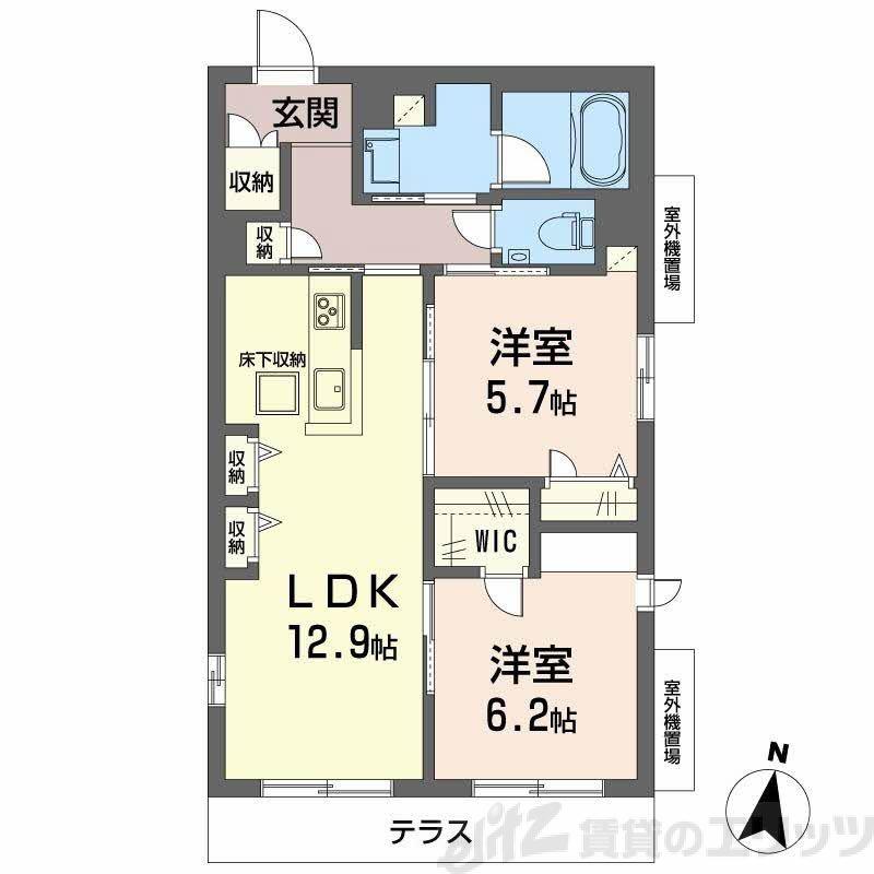 パラッツォ グロリオーサⅢ(2LDK/1階)の間取り写真