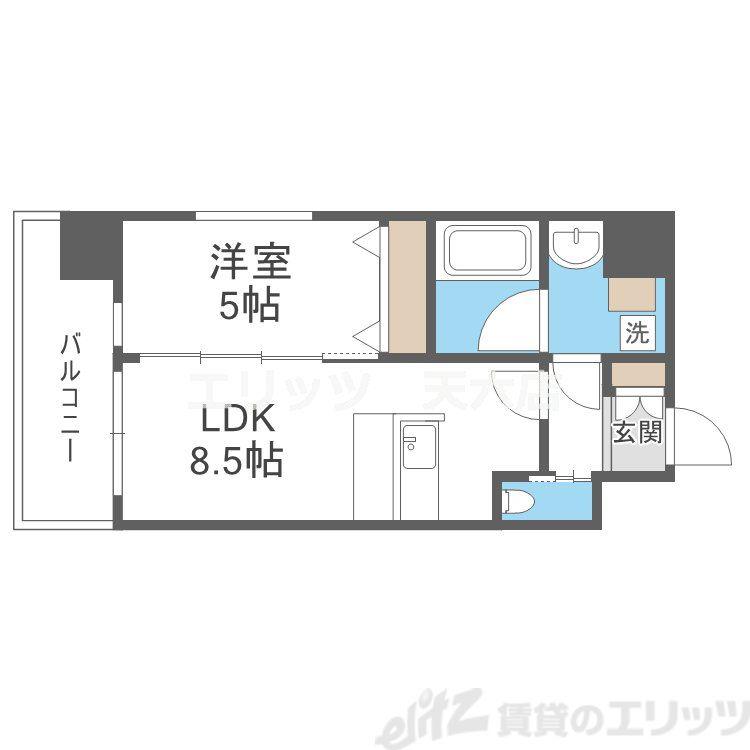 プレジオ江坂Ⅱ(1LDK/8階)の間取り写真