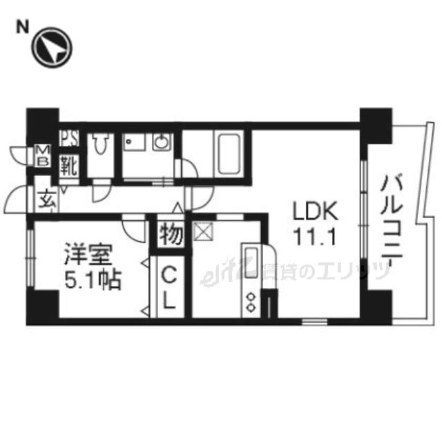 カンマキーノ(1LDK/4階)の間取り写真