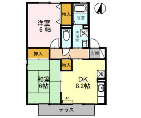 グランメール(2DK/1階)の間取り写真