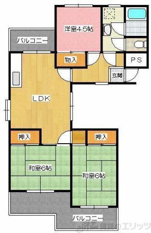 マンションアメニティ(3LDK/3階)の間取り写真