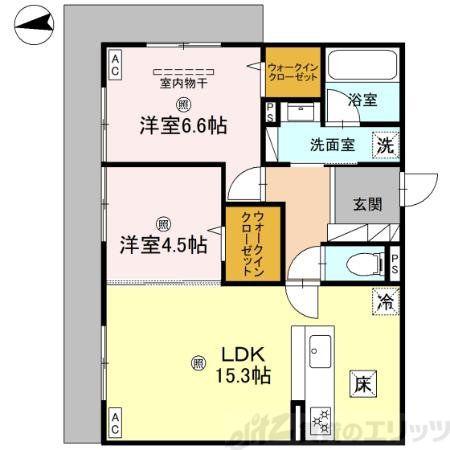 D-RESIDENCE南茨木Ⅱ(2LDK/1階)の間取り写真